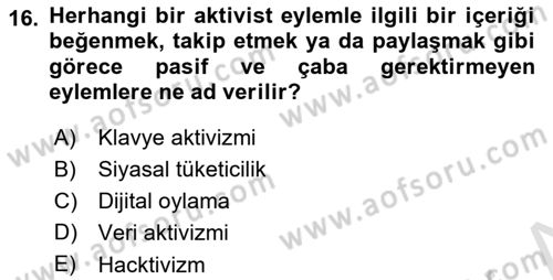 Sosyal Medya Yönetimi Dersi 2023 - 2024 Yılı Yaz Okulu Sınav Soruları 16. Soru