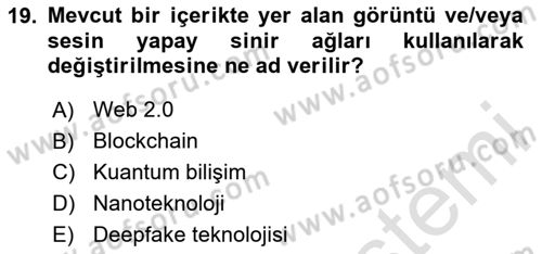 Sosyal Medya Yönetimi Dersi 2023 - 2024 Yılı Yaz Okulu Sınav Soruları 19. Soru