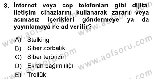 Sosyal Medya Yönetimi Dersi 2023 - 2024 Yılı Yaz Okulu Sınav Soruları 8. Soru