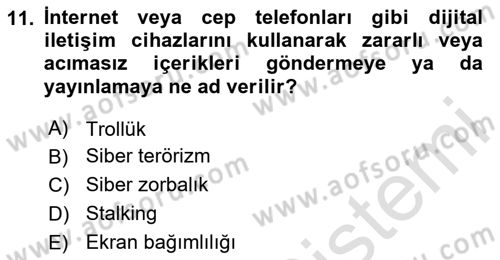 Sosyal Medya Yönetimi Dersi 2024 - 2025 Yılı (Vize) Ara Sınav Soruları 11. Soru
