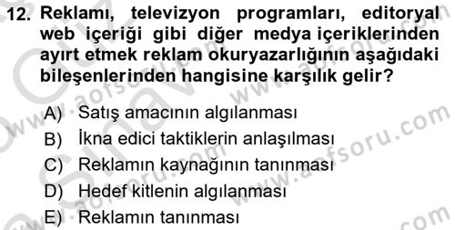 Sosyal Medya Yönetimi Dersi 2024 - 2025 Yılı (Vize) Ara Sınav Soruları 12. Soru