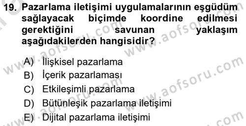 Sosyal Medya Yönetimi Dersi 2024 - 2025 Yılı (Vize) Ara Sınav Soruları 19. Soru