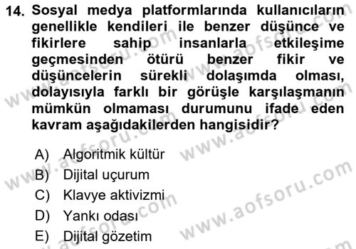 Sosyal Medya Yönetimi Dersi 2024 - 2025 Yılı (Final) Dönem Sonu Sınav Soruları 14. Soru
