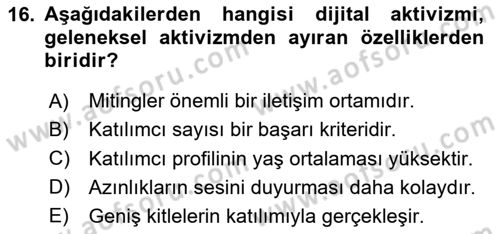 Sosyal Medya Yönetimi Dersi 2024 - 2025 Yılı (Final) Dönem Sonu Sınav Soruları 16. Soru