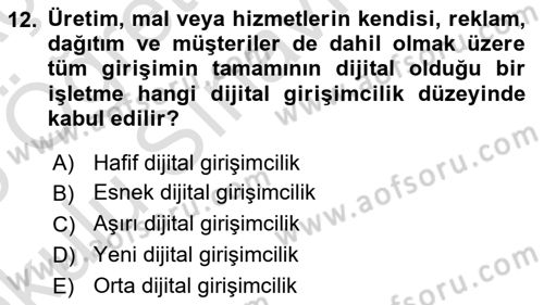 Sosyal Medya Yönetimi Dersi 2024 - 2025 Yılı Yaz Okulu Sınav Soruları 12. Soru