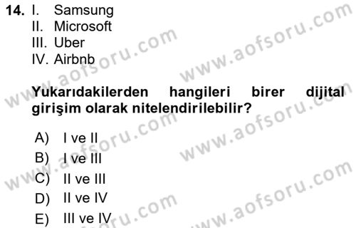 Sosyal Medya Yönetimi Dersi 2024 - 2025 Yılı Yaz Okulu Sınav Soruları 14. Soru