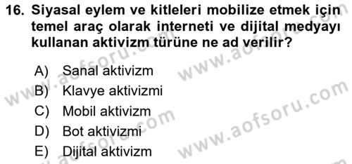 Sosyal Medya Yönetimi Dersi 2024 - 2025 Yılı Yaz Okulu Sınav Soruları 16. Soru