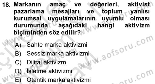 Sosyal Medya Yönetimi Dersi 2024 - 2025 Yılı Yaz Okulu Sınav Soruları 18. Soru