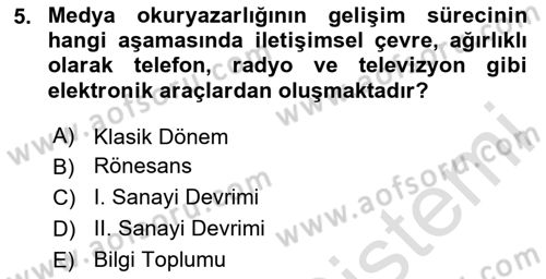 Sosyal Medya Yönetimi Dersi 2024 - 2025 Yılı Yaz Okulu Sınav Soruları 5. Soru