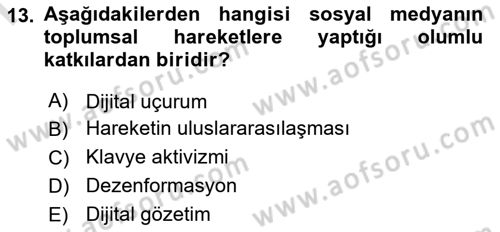 Sosyal Medya Yönetimi Dersi 2025 - 2026 Yılı (Final) Dönem Sonu Sınav Soruları 13. Soru