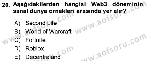 Sosyal Medya Yönetimi Dersi 2025 - 2026 Yılı (Final) Dönem Sonu Sınav Soruları 20. Soru