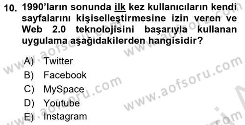 Sosyal Medya ve Propaganda Dersi 2021 - 2022 Yılı (Final) Dönem Sonu Sınav Soruları 10. Soru