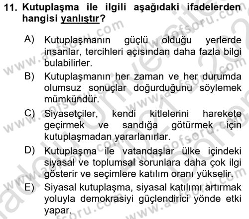 Sosyal Medya ve Propaganda Dersi 2021 - 2022 Yılı (Final) Dönem Sonu Sınav Soruları 11. Soru