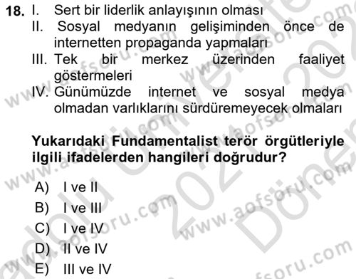 Sosyal Medya ve Propaganda Dersi 2021 - 2022 Yılı (Final) Dönem Sonu Sınav Soruları 18. Soru