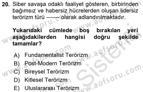 Sosyal Medya ve Propaganda Dersi 2021 - 2022 Yılı (Final) Dönem Sonu Sınav Soruları 20. Soru