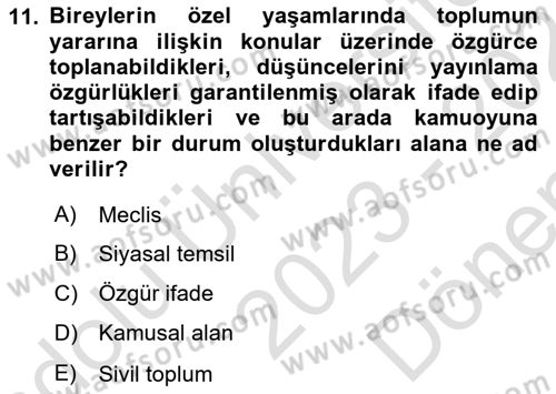 Sosyal Medya ve Propaganda Dersi 2023 - 2024 Yılı (Final) Dönem Sonu Sınav Soruları 11. Soru