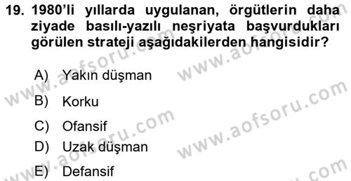 Sosyal Medya ve Propaganda Dersi 2023 - 2024 Yılı (Final) Dönem Sonu Sınavı 19. Soru
