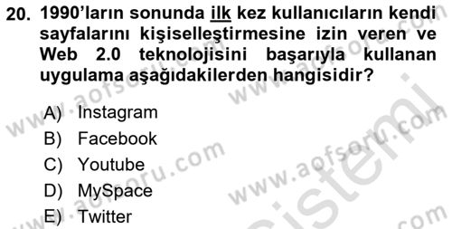 Sosyal Medya ve Propaganda Dersi 2023 - 2024 Yılı (Final) Dönem Sonu Sınav Soruları 20. Soru