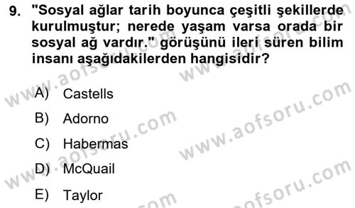 Sosyal Medya ve Propaganda Dersi 2023 - 2024 Yılı (Final) Dönem Sonu Sınav Soruları 9. Soru