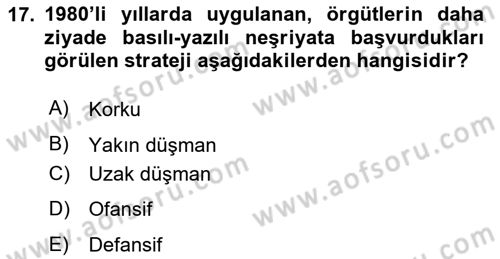 Sosyal Medya ve Propaganda Dersi 2023 - 2024 Yılı Yaz Okulu Sınav Soruları 17. Soru