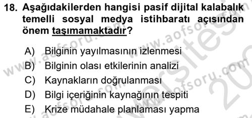 Sosyal Medya ve Propaganda Dersi 2023 - 2024 Yılı Yaz Okulu Sınav Soruları 18. Soru