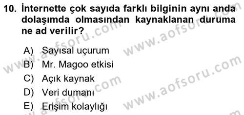 Sosyal Medya ve Siyasal İletişim Dersi 2020 - 2021 Yılı Yaz Okulu Sınav Soruları 10. Soru