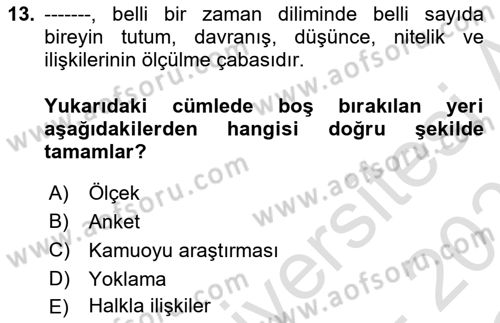 Sosyal Medya ve Siyasal İletişim Dersi 2020 - 2021 Yılı Yaz Okulu Sınav Soruları 13. Soru