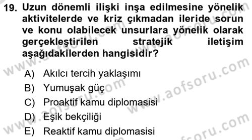 Sosyal Medya ve Siyasal İletişim Dersi 2020 - 2021 Yılı Yaz Okulu Sınav Soruları 19. Soru