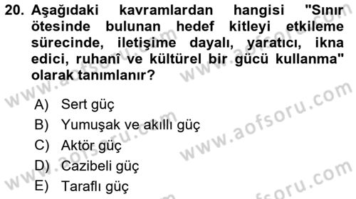Sosyal Medya ve Siyasal İletişim Dersi 2020 - 2021 Yılı Yaz Okulu Sınav Soruları 20. Soru