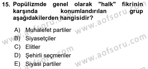 Sosyal Medya ve Siyasal İletişim Dersi 2021 - 2022 Yılı (Vize) Ara Sınav Soruları 15. Soru