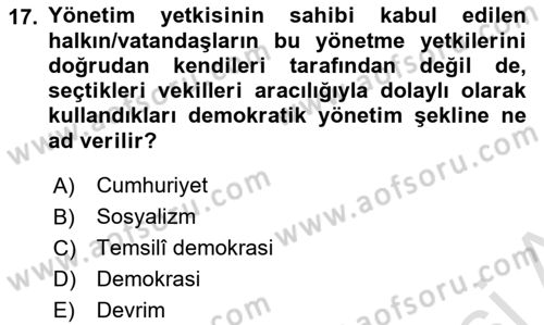 Sosyal Medya ve Siyasal İletişim Dersi 2021 - 2022 Yılı (Vize) Ara Sınav Soruları 17. Soru