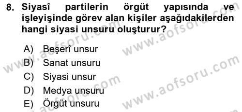 Sosyal Medya ve Siyasal İletişim Dersi 2021 - 2022 Yılı (Vize) Ara Sınav Soruları 8. Soru