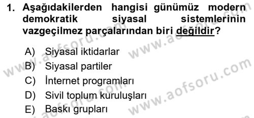 Sosyal Medya ve Siyasal İletişim Dersi 2021 - 2022 Yılı Yaz Okulu Sınav Soruları 1. Soru