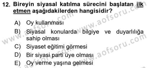 Sosyal Medya ve Siyasal İletişim Dersi 2021 - 2022 Yılı Yaz Okulu Sınav Soruları 12. Soru