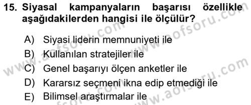 Sosyal Medya ve Siyasal İletişim Dersi 2021 - 2022 Yılı Yaz Okulu Sınav Soruları 15. Soru