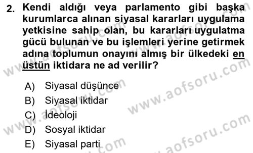 Sosyal Medya ve Siyasal İletişim Dersi 2021 - 2022 Yılı Yaz Okulu Sınav Soruları 2. Soru
