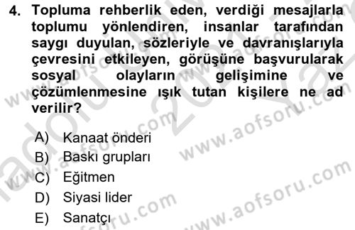Sosyal Medya ve Siyasal İletişim Dersi 2021 - 2022 Yılı Yaz Okulu Sınav Soruları 4. Soru