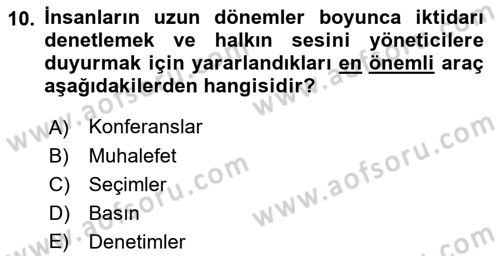 Sosyal Medya ve Siyasal İletişim Dersi 2022 - 2023 Yılı Yaz Okulu Sınav Soruları 10. Soru