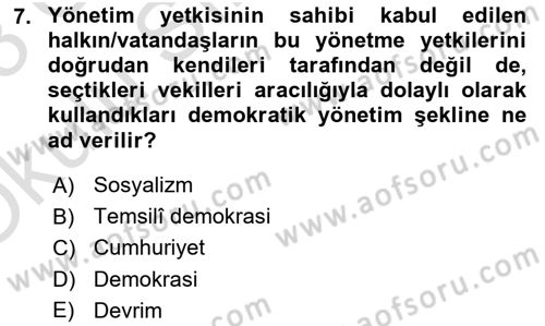 Sosyal Medya ve Siyasal İletişim Dersi 2022 - 2023 Yılı Yaz Okulu Sınav Soruları 7. Soru