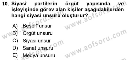 Sosyal Medya ve Siyasal İletişim Dersi 2023 - 2024 Yılı (Vize) Ara Sınav Soruları 10. Soru