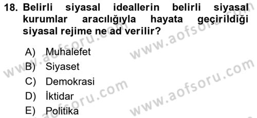 Sosyal Medya ve Siyasal İletişim Dersi 2023 - 2024 Yılı (Vize) Ara Sınav Soruları 18. Soru