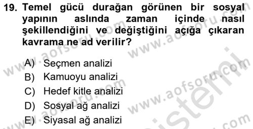 Sosyal Medya ve Siyasal İletişim Dersi 2023 - 2024 Yılı (Vize) Ara Sınav Soruları 19. Soru