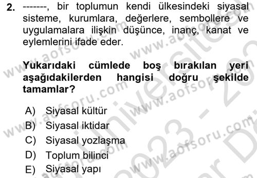 Sosyal Medya ve Siyasal İletişim Dersi 2023 - 2024 Yılı (Vize) Ara Sınav Soruları 2. Soru