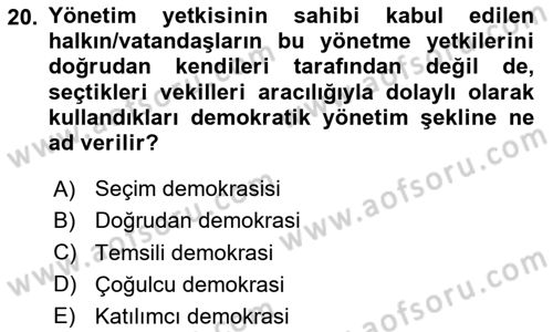 Sosyal Medya ve Siyasal İletişim Dersi 2023 - 2024 Yılı (Vize) Ara Sınav Soruları 20. Soru