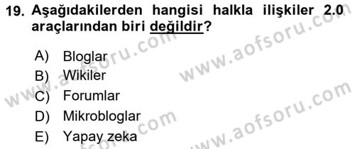 Sosyal Medya ve Siyasal İletişim Dersi 2023 - 2024 Yılı Yaz Okulu Sınav Soruları 19. Soru