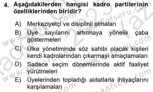Sosyal Medya ve Siyasal İletişim Dersi 2023 - 2024 Yılı Yaz Okulu Sınav Soruları 4. Soru