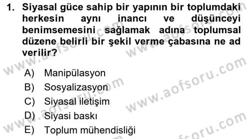 Sosyal Medya ve Siyasal İletişim Dersi 2024 - 2025 Yılı (Vize) Ara Sınav Soruları 1. Soru