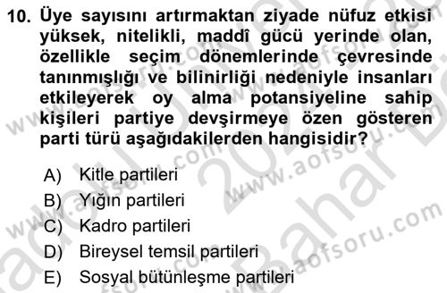Sosyal Medya ve Siyasal İletişim Dersi 2024 - 2025 Yılı (Vize) Ara Sınav Soruları 10. Soru