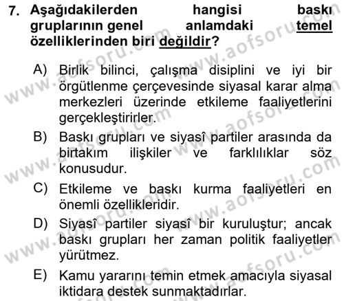 Sosyal Medya ve Siyasal İletişim Dersi 2024 - 2025 Yılı (Vize) Ara Sınav Soruları 7. Soru