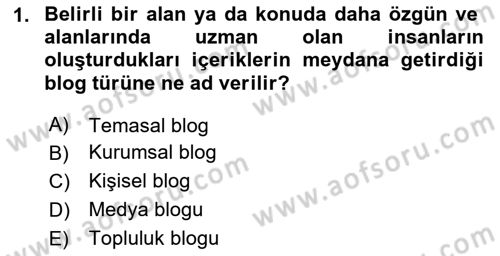 Dijital Yayıncılık Dersi 2020 - 2021 Yılı Yaz Okulu Sınav Soruları 1. Soru